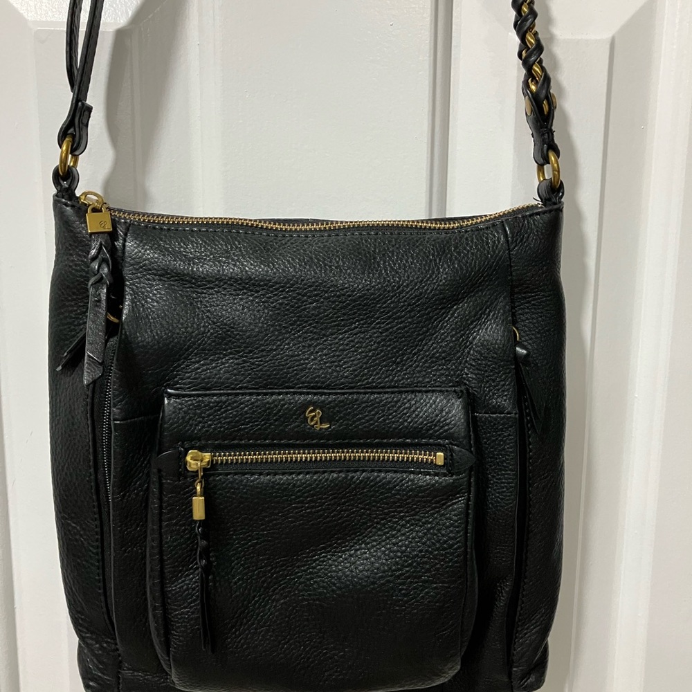Black Pebbled Leather Shoulder Bag